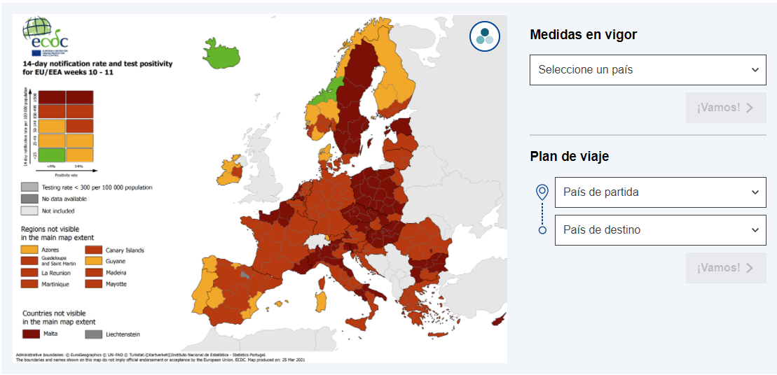 Mapa de restricciones Covid en Europa